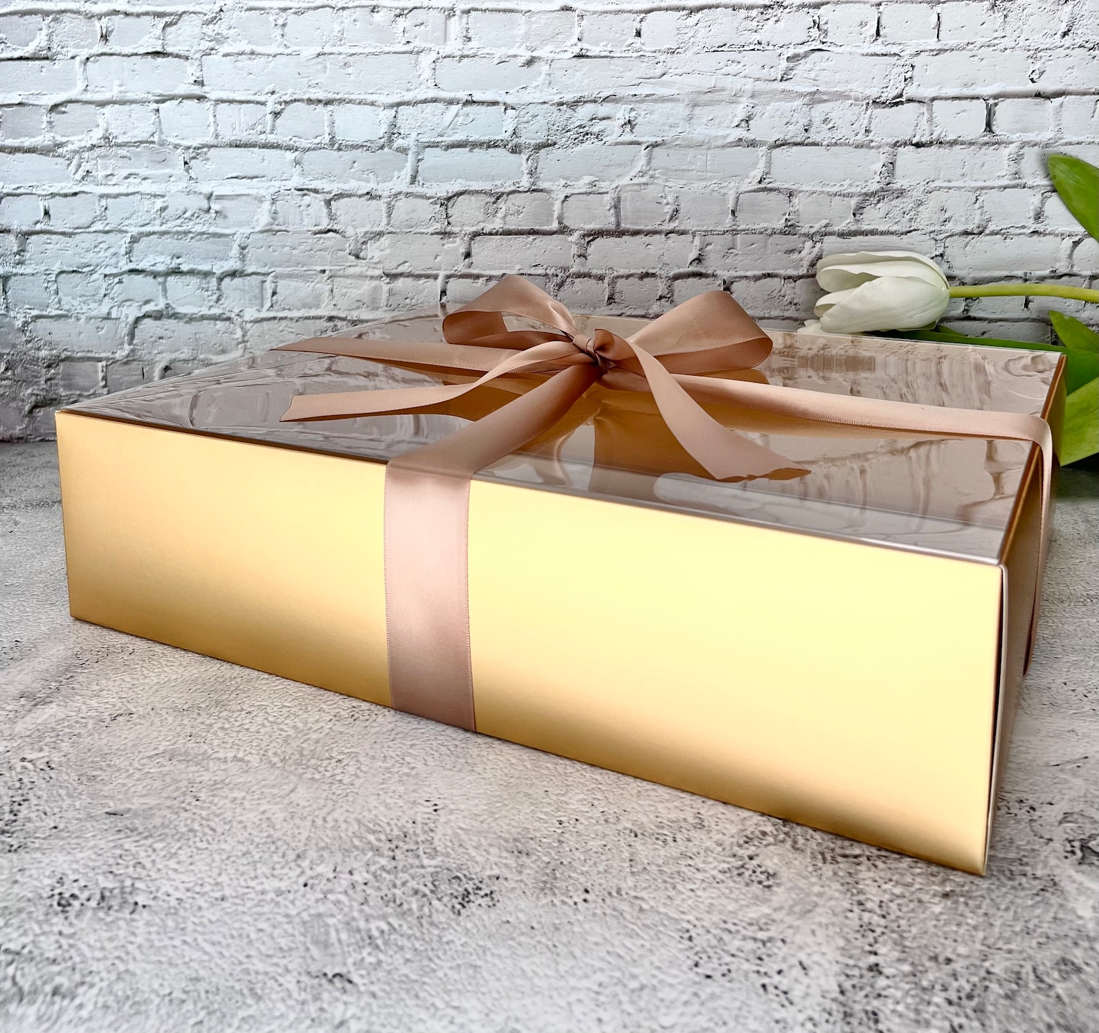 Large Elegant Gold Gift Box With Clear 18x14x4 Inch (set of 2 Boxes) - Etsy