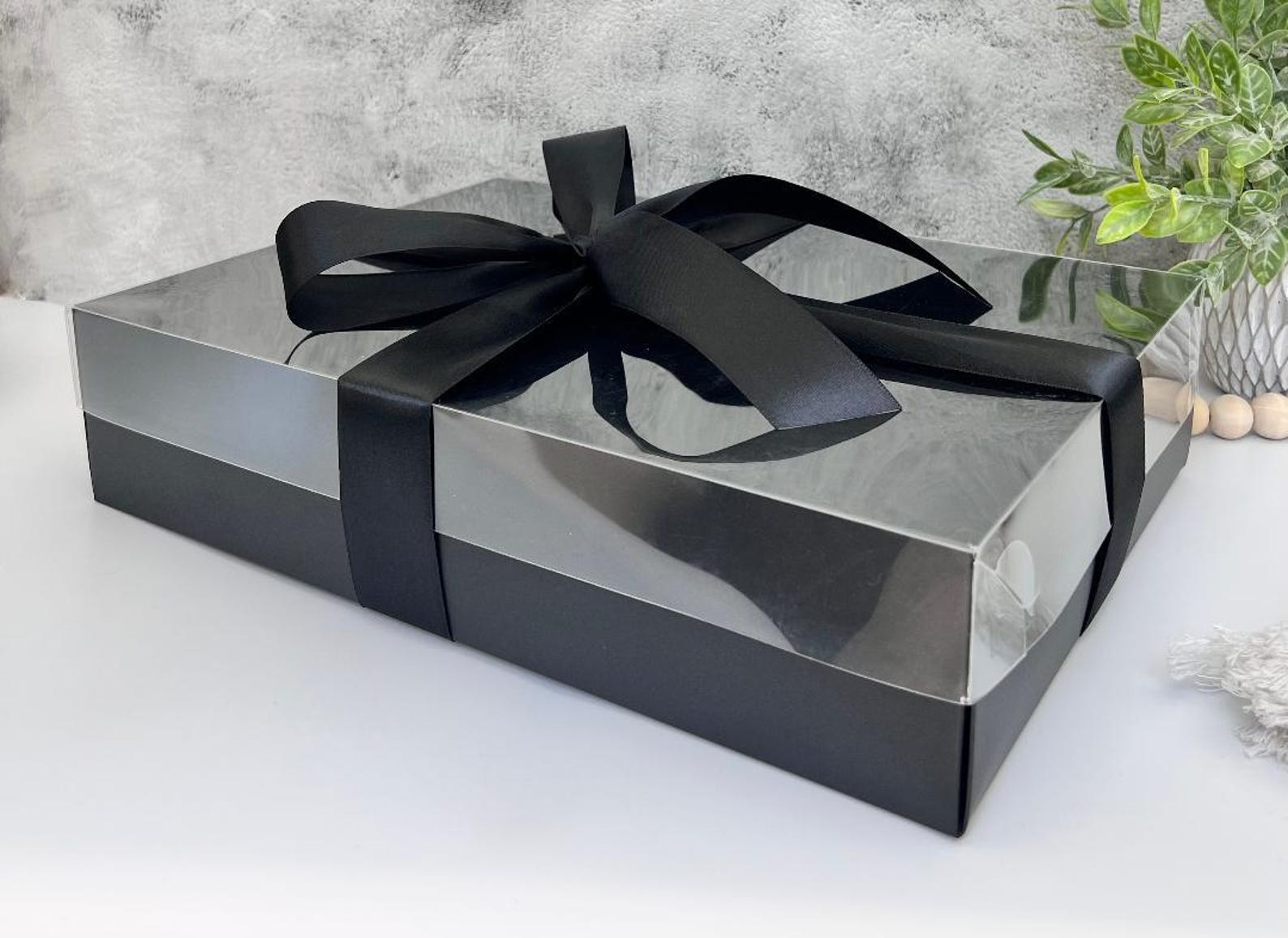 Black Gift Box Clear Lid 13 8x9 8x3 Inch Etsy Black Gift Box Clear Lid 13 8x9 8x3 Inch Etsy