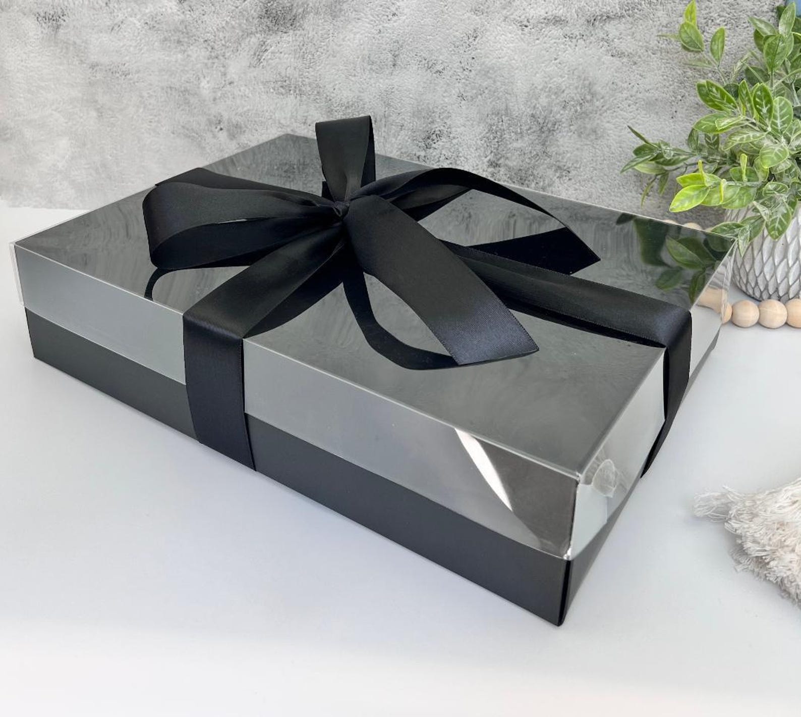 Black Gift Box Clear Lid 13 8x9 8x3 Inch Etsy Black Gift Box Clear Lid 13 8x9 8x3 Inch Etsy