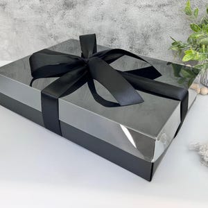 Black Gift Box Clear Lid 13.8x9.8x3 inch