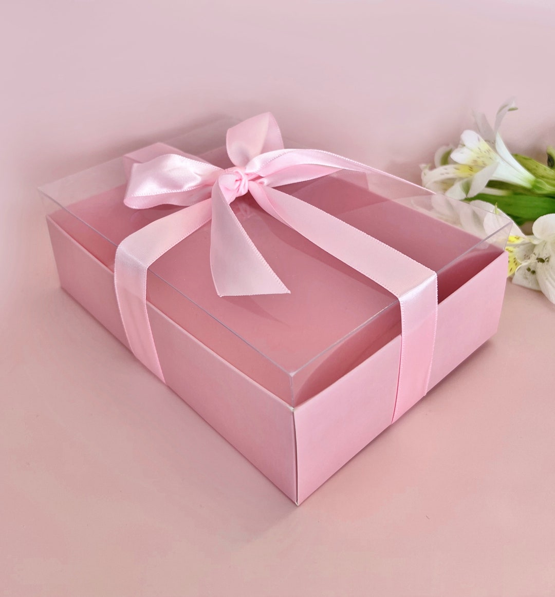 4 Boxes Pink Clear Top Gift Box 7.5x5.25x2.5 Inch lxwxh Etsy