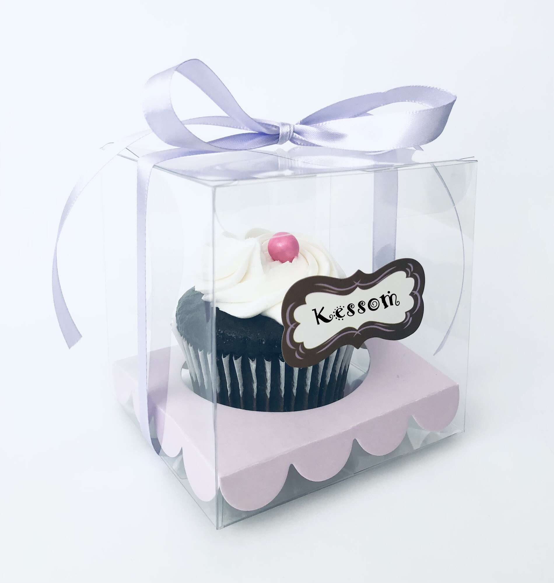 Clear Cupcake Boxes Cupcake Box Includes Bow Inserts Name Etsy