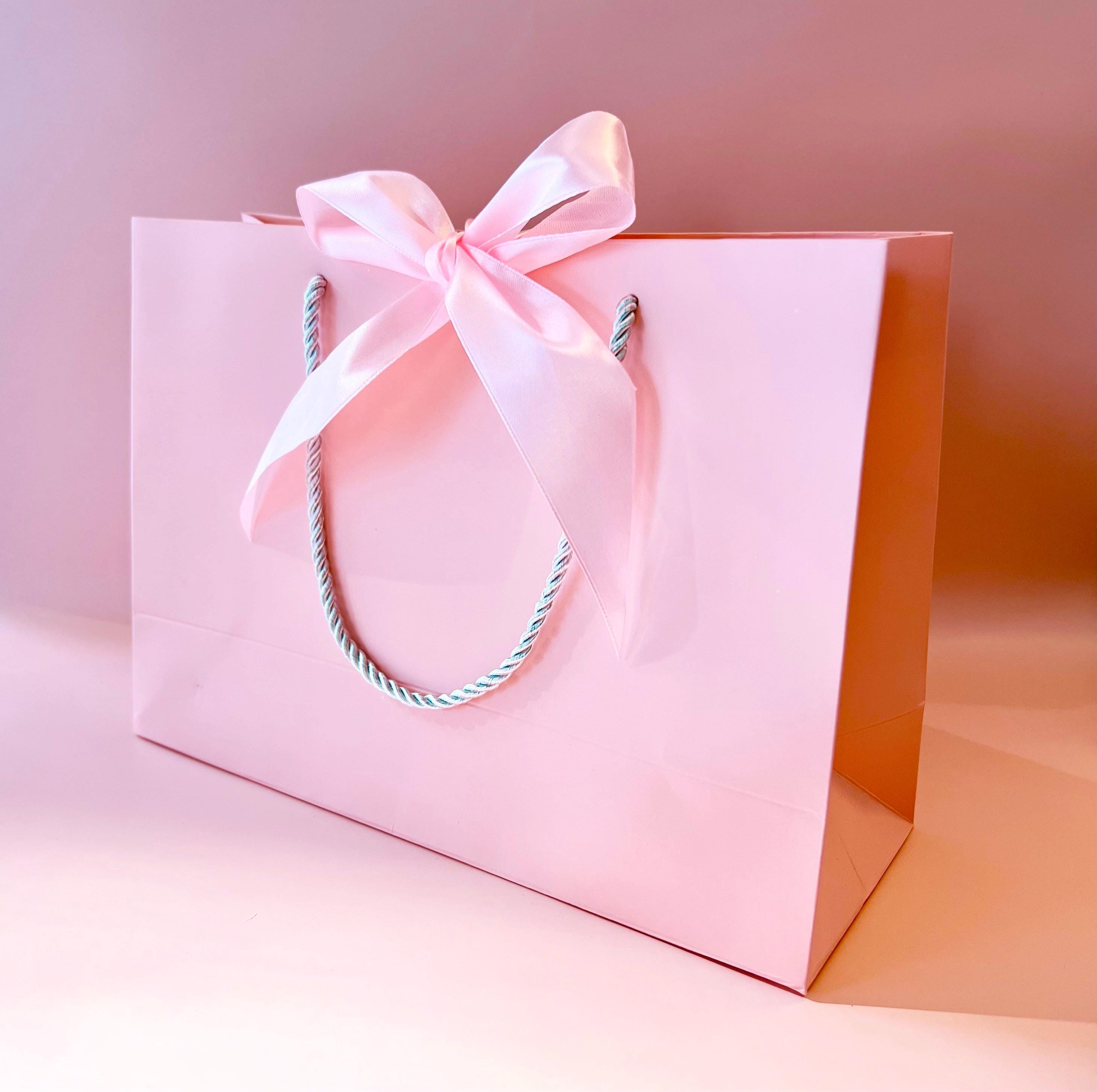 Pink Gift Bag With Wide Satin Ribbon 13.75x11.75x4-1/8 Inch - Etsy