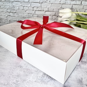 3 Boxes - Elegant Large and Deep White Gift Box 18x14x4" inch Clear Tuck-in Top Lid for Gift Gifting