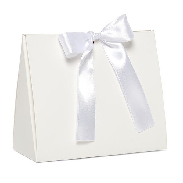 2 Boxes - Elegant White Gift Box 9x7x3.5" Satin Ribbon for Gift Gifting, Retail Display, Wedding