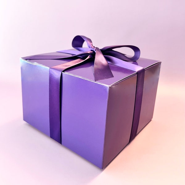 2 Boxes - Purple Gift Box 6x6x4 inch for Gift Gifting, Wedding, Birthdays, Baby Shower, Parties