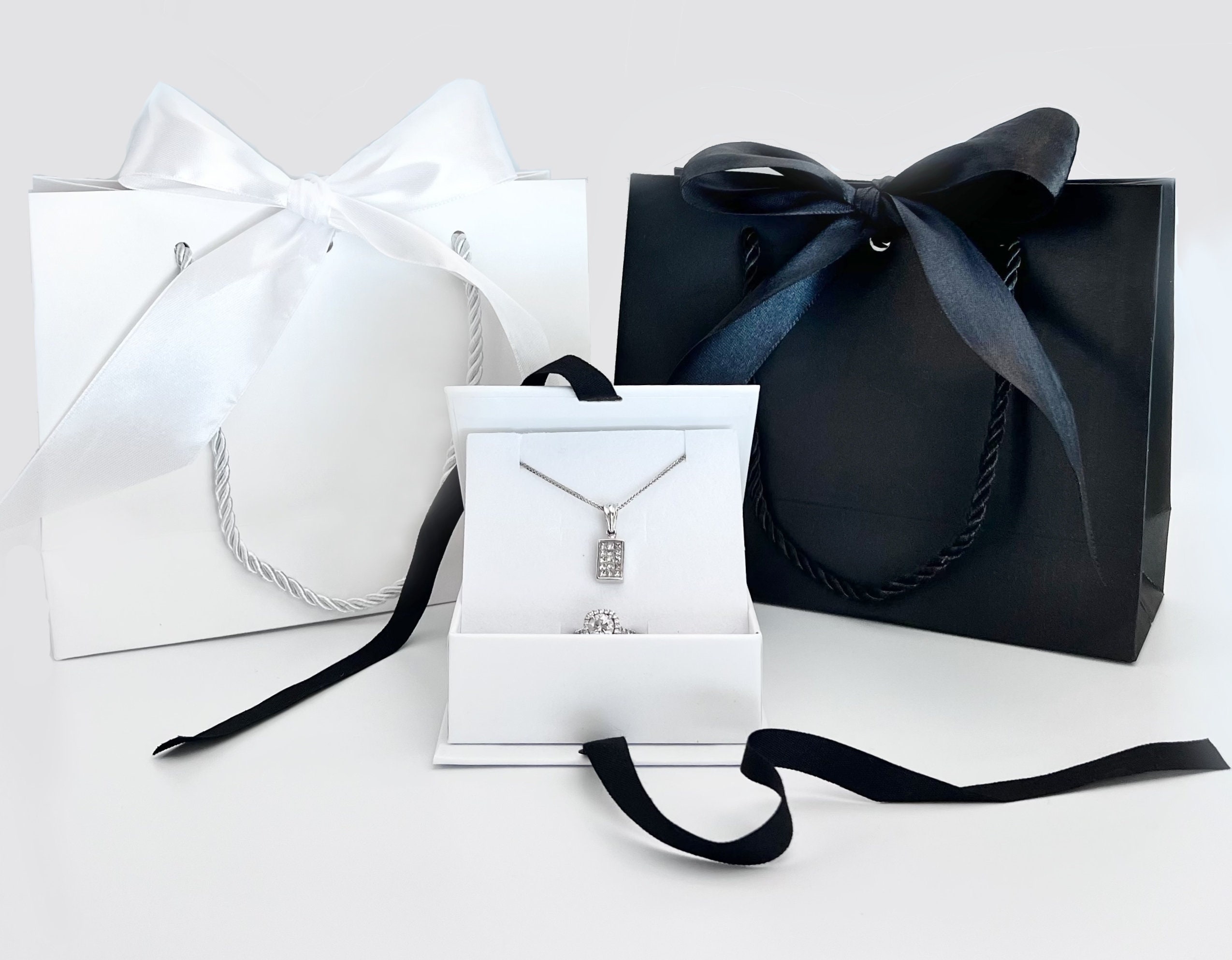 Teal Blue Ribbon Jewelry Gift Box, Bridal Gift Box, Paper Box, Earring Box,  Necklace Box, Ring Box, Bracelet Box, Bridesmaid Jewelry Boxes 