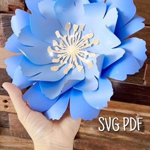 Paper Flower Template, SVG Paper Flowers, Diy Backdrop, Flower Centers, Flower PDF Pattern, Cricut Silhouette svg png dxf, AnF Template N12