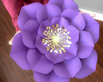 Plantilla de flor de papel grande, fondo DIY (svg, png, dxf) (patrón PDF)