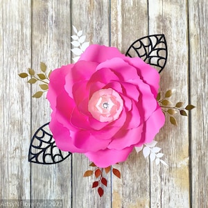 File tagliati di fiori SVG in formato 3D, modello di fiore di carta, fiori di carta fai da te per lo sfondo del baby shower, modello di petalo di fiore in PDF stampabile