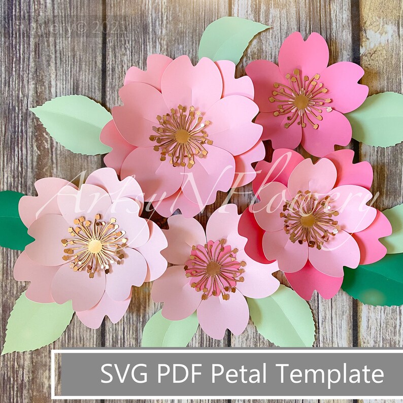Paper Flower SVG Cricut Flower Design PDF Flower Petal Svg Etsy