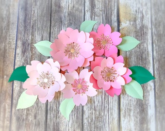 Cherry Blossom Paper Flower SVG Template, DIY Project (pdf, svg, dxf, png, jpg)