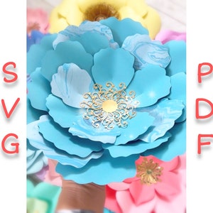 Paper Flower Template, Paper Flowers SVG, Large Paper Flower PDF, Big Paper flowers, Cricut Flower, DIY Gift for Mum, Wall Flower, AnF N18