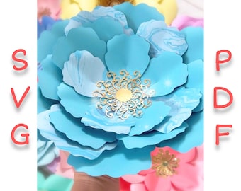 Large Paper Flower Template, DIY Decor (SVG, PDF)
