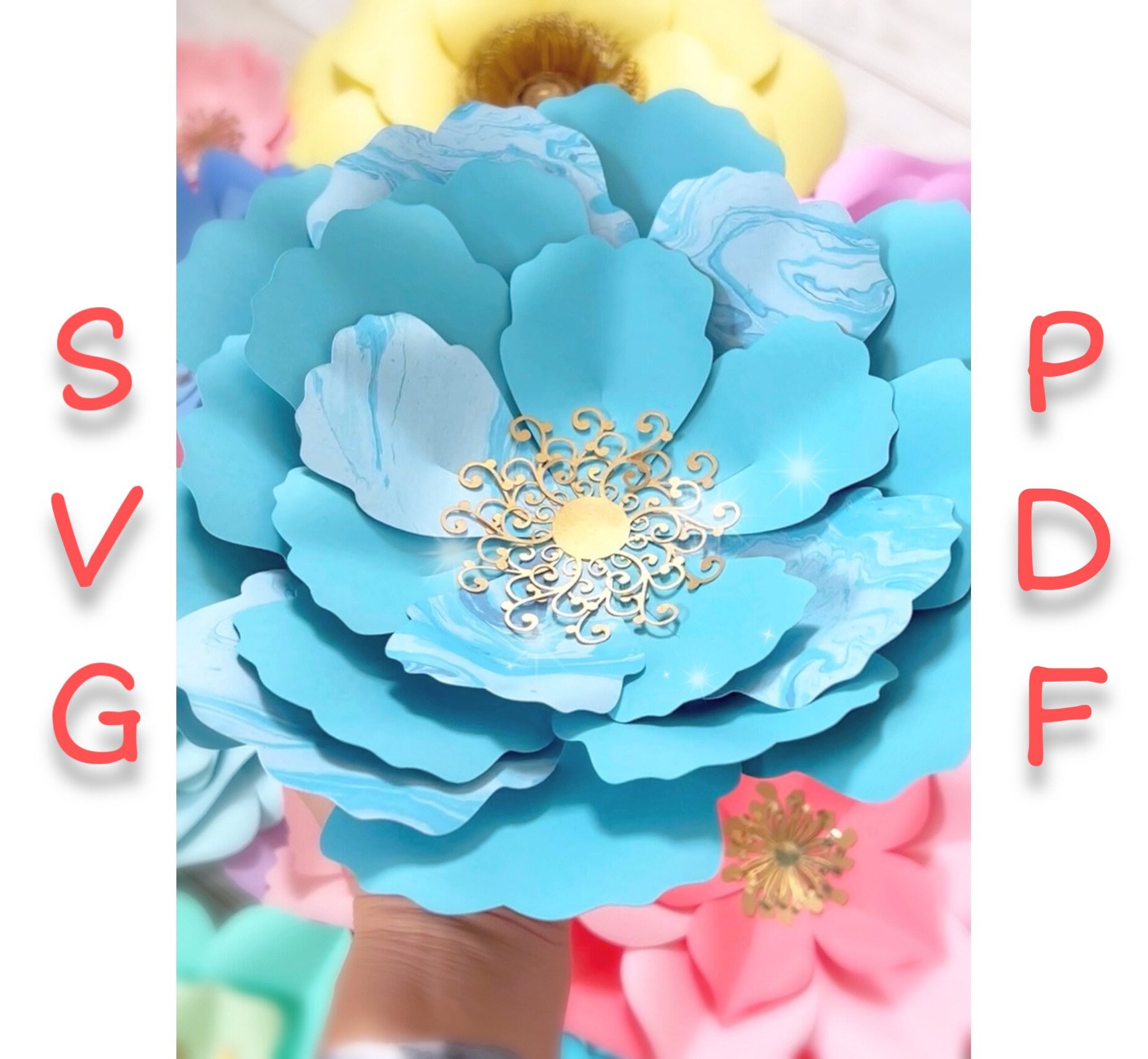 Paper Flower Template Paper Flowers SVG Large Paper Flower Etsy Canada