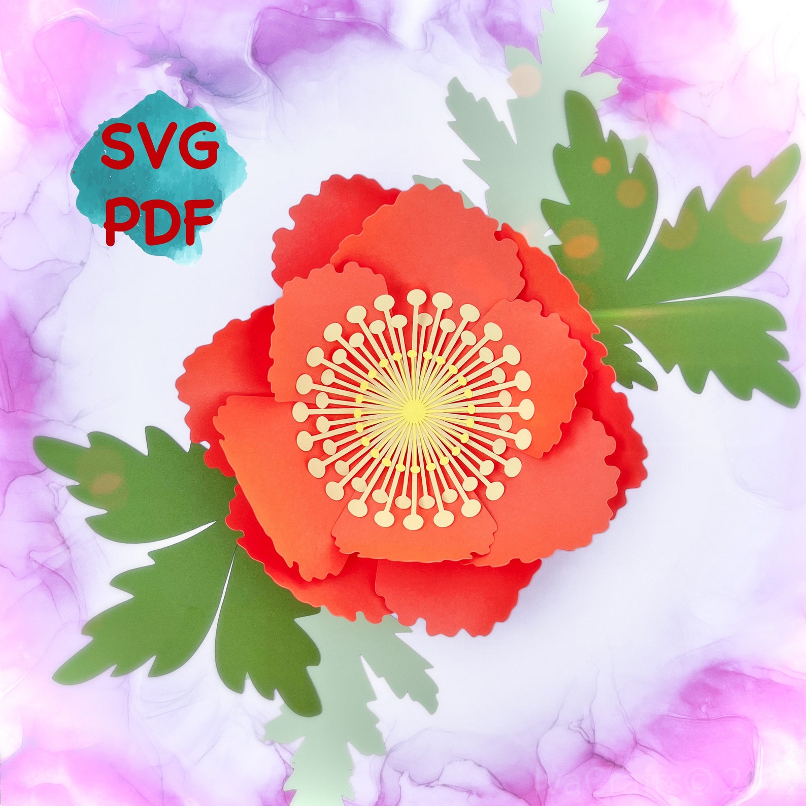 Poppy Cut Files Paper Poppy Template, DIY Flower SVG Cut Files (PDF) - Etsy