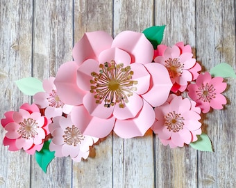 Paper Flower SVG Template, Cherry Blossom, Aura (Digital Download)