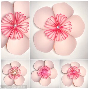 Cherry Blossom in SVG and PDF, Diy Paper Flower Template for Cricut, Easy Spring Blossom Petal Template, Paper Sakura and Tree Branch