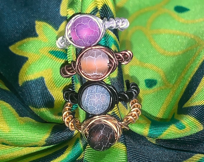cracked agate wire rings