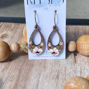 Floral Wooden Earrings