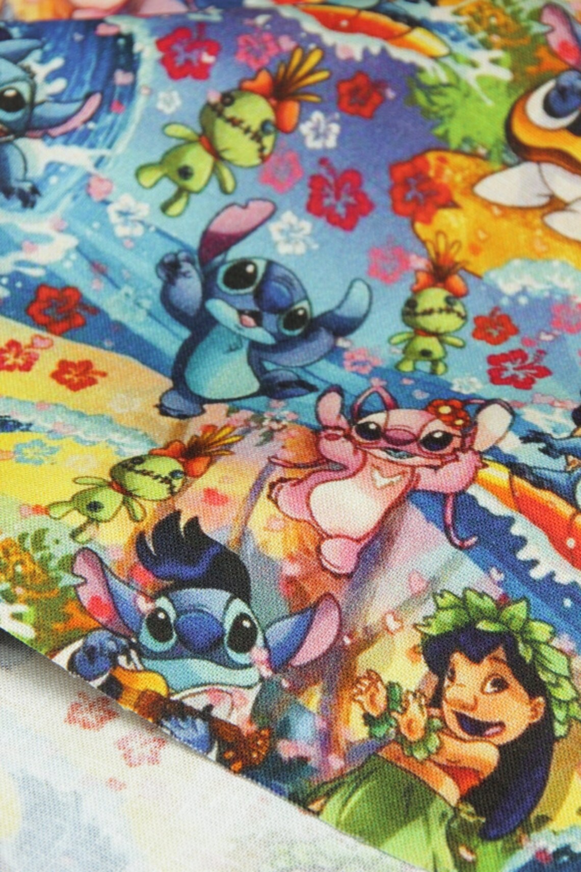 Lilo y Stitch Blue 3 colores Tela de algodón de espesor medio Etsy