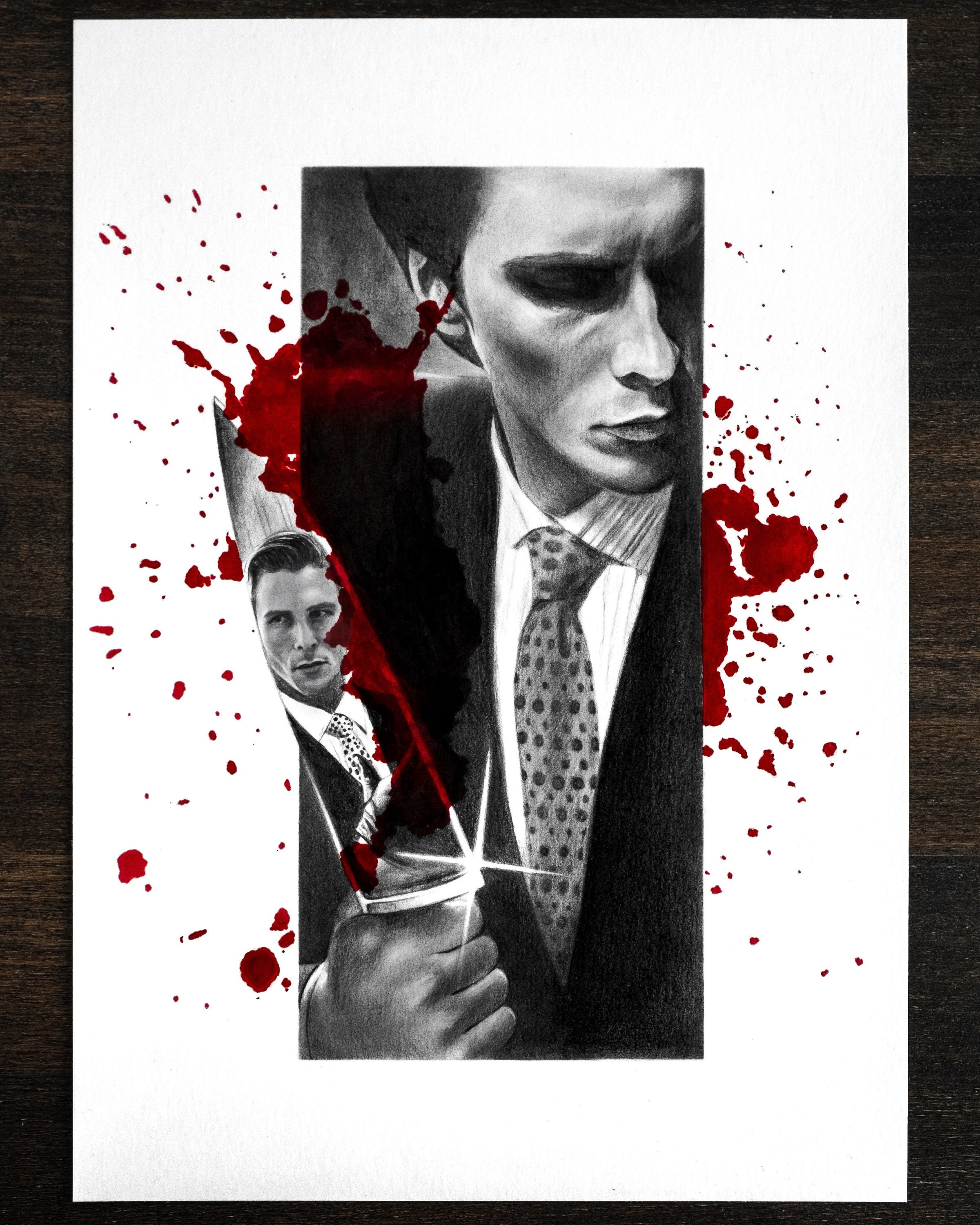 American Psycho Pencil Drawing Art Print Poster Art Etsy Ireland