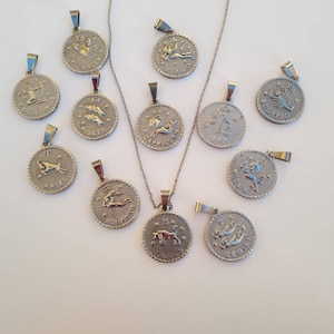 Zodiac sign chain silver made of stainless steel