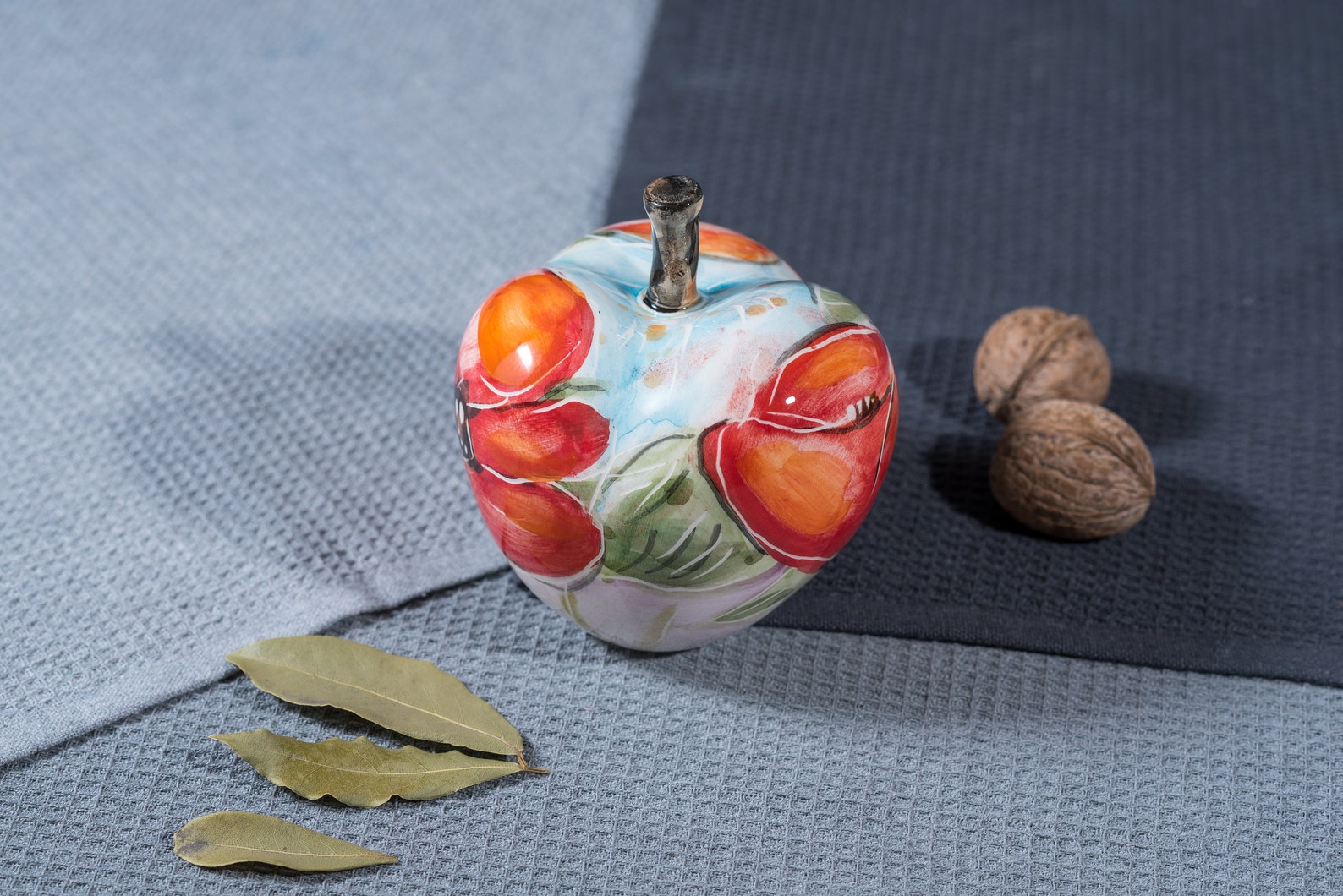 Hand painted ceramic apple statue for home Etsy