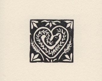 Imprimé serpent lino, original fait main, art mural, petite impression 4 x 6