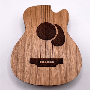 Guitar Shape Pick Box, Custom Engraved and Personalized, Acoustic or Electric