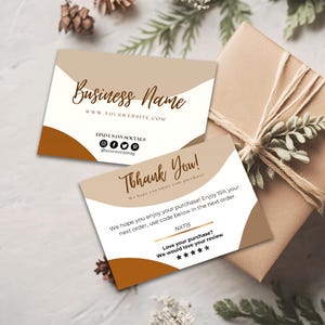 Bearbeitbare DIY Dankeskartenvorlage, bearbeitbare Kleinunternehmen im Boho-Stil Dankeskarte, Danke für die Bestellverpackungskarte, Marketingkarte
