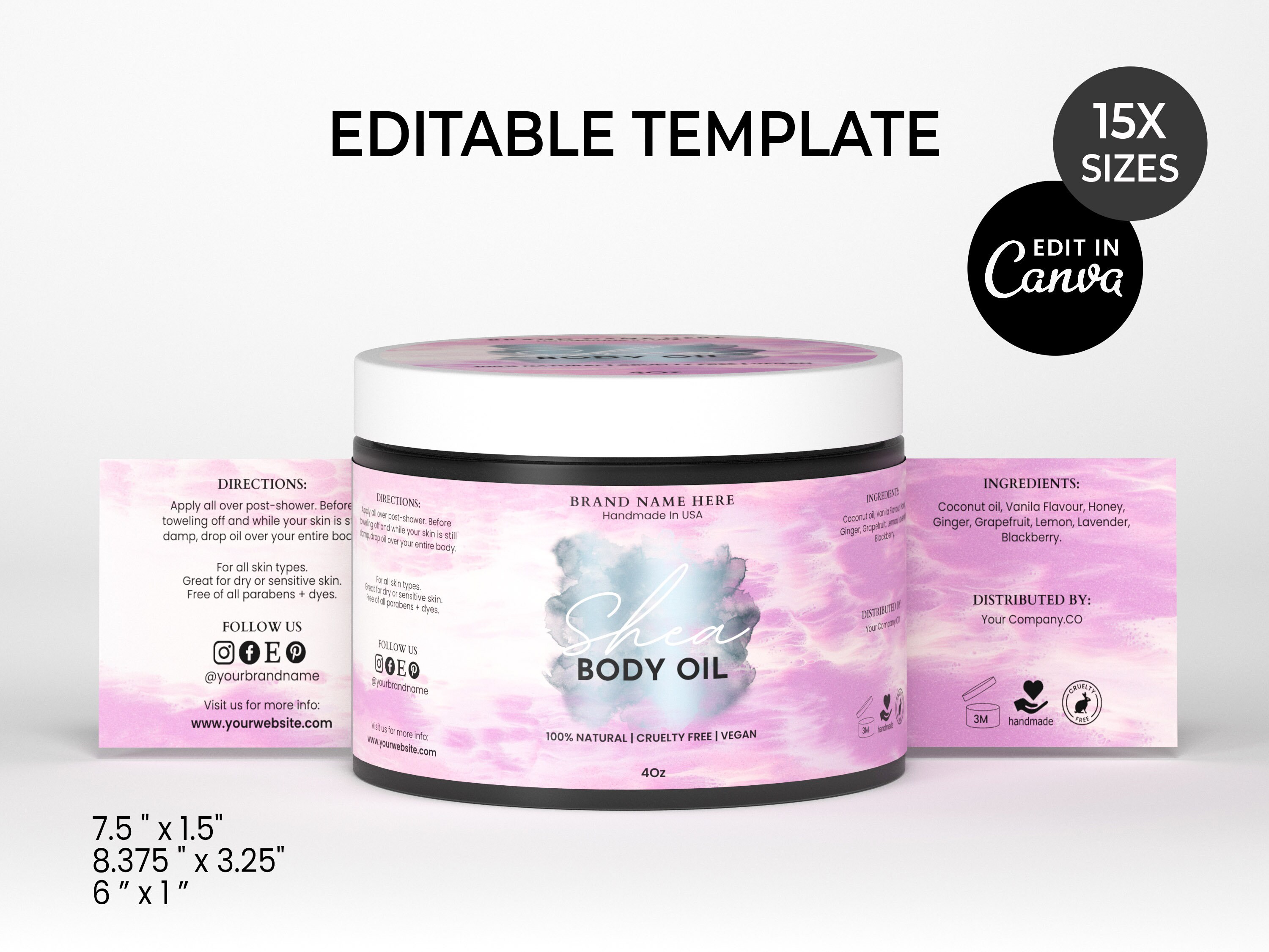 Printable Skin Care Product Label Template Personalisable Etsy