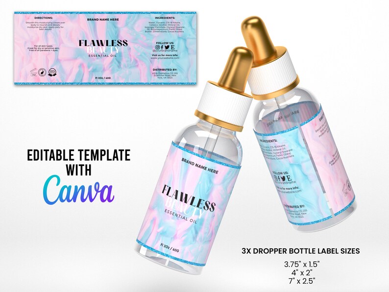 Printable Skin Care Product Label Template Personalisable Etsy