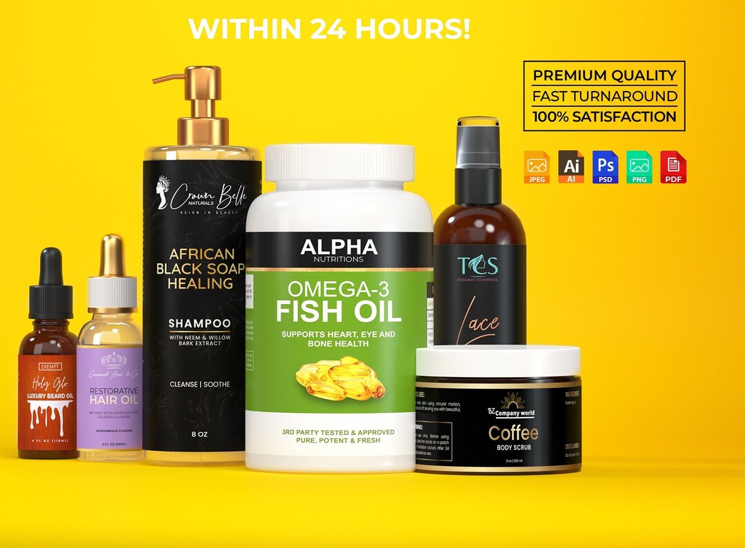 Printable Skin Care Product Label Design, Custom Hair Oil Bottle Labels, Editable Skincare