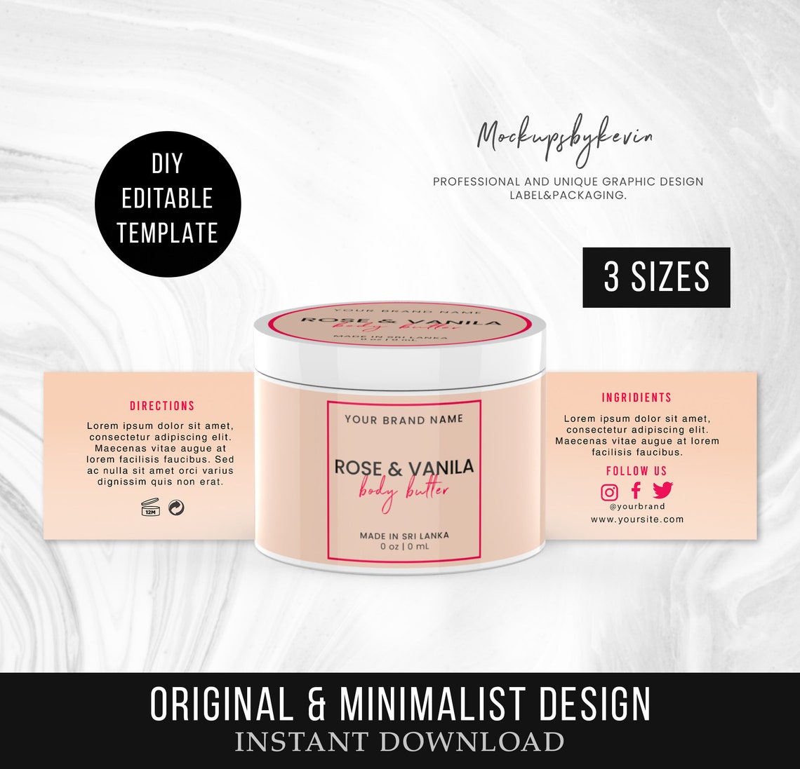 Editable Body Product Label Body Butter Label Custom Label Etsy