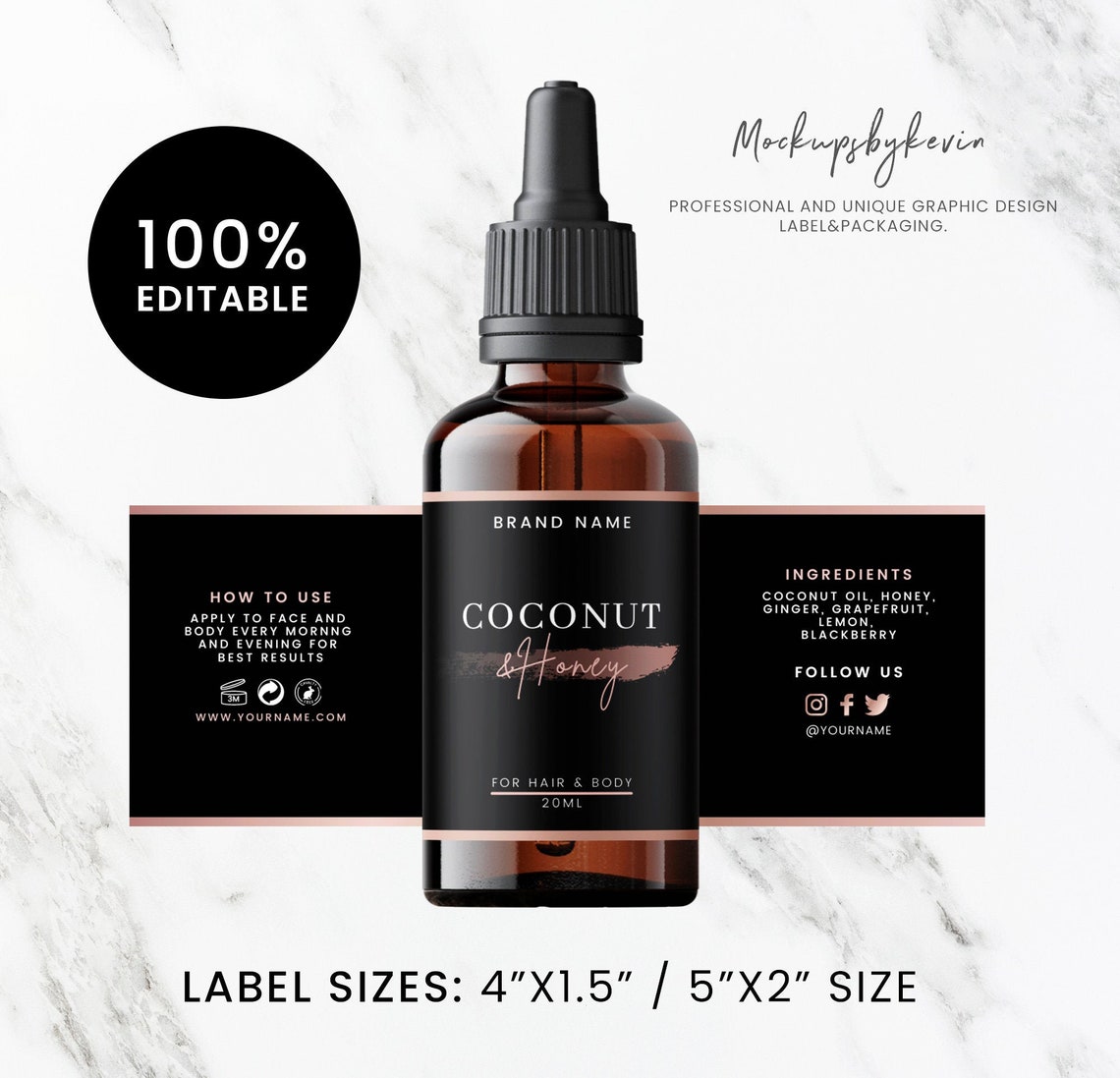 Editable Essential Oil Bottle Template Dropper Bottal Label - Etsy
