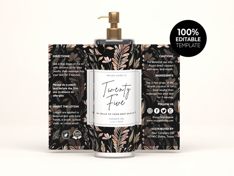 Printable Skin Care Product Label Template Personalisable Etsy