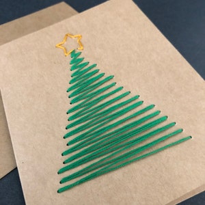 Hand embroidery  COLORFUL CHRISTMAS TREE Greeting Cards with envelope (A2)