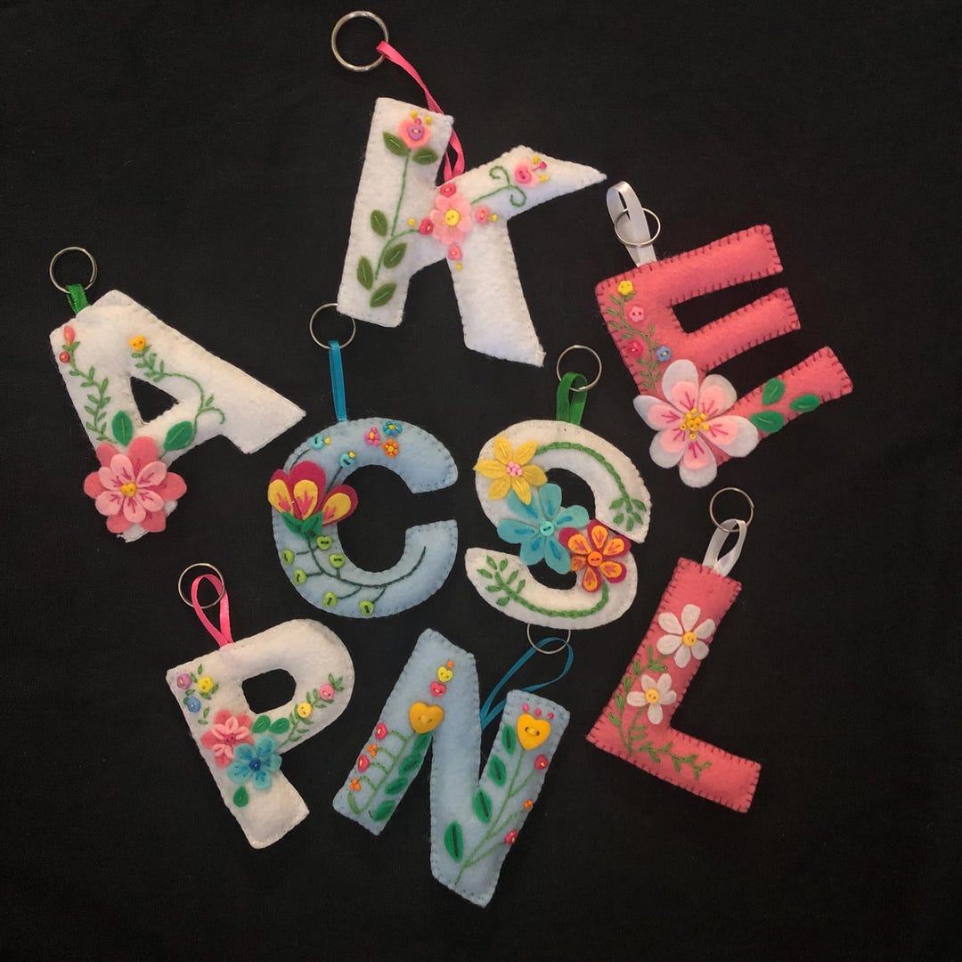 Felt LETTERS Ornament, Key Ring - Etsy