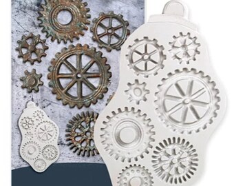 STEAMPUNK Silicone Soap Candle Mould Melt & Pour 1 x Mica Shimmer Resin STEAMPUNK Silicone Soap Candle Mould Melt & Pour 1 x Mica Shimmer Resin