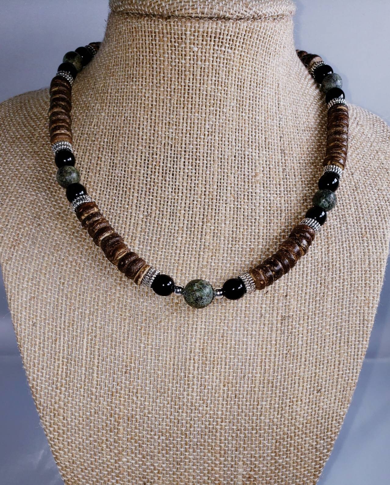 Leather Choker with African Turquoise accent main image 0