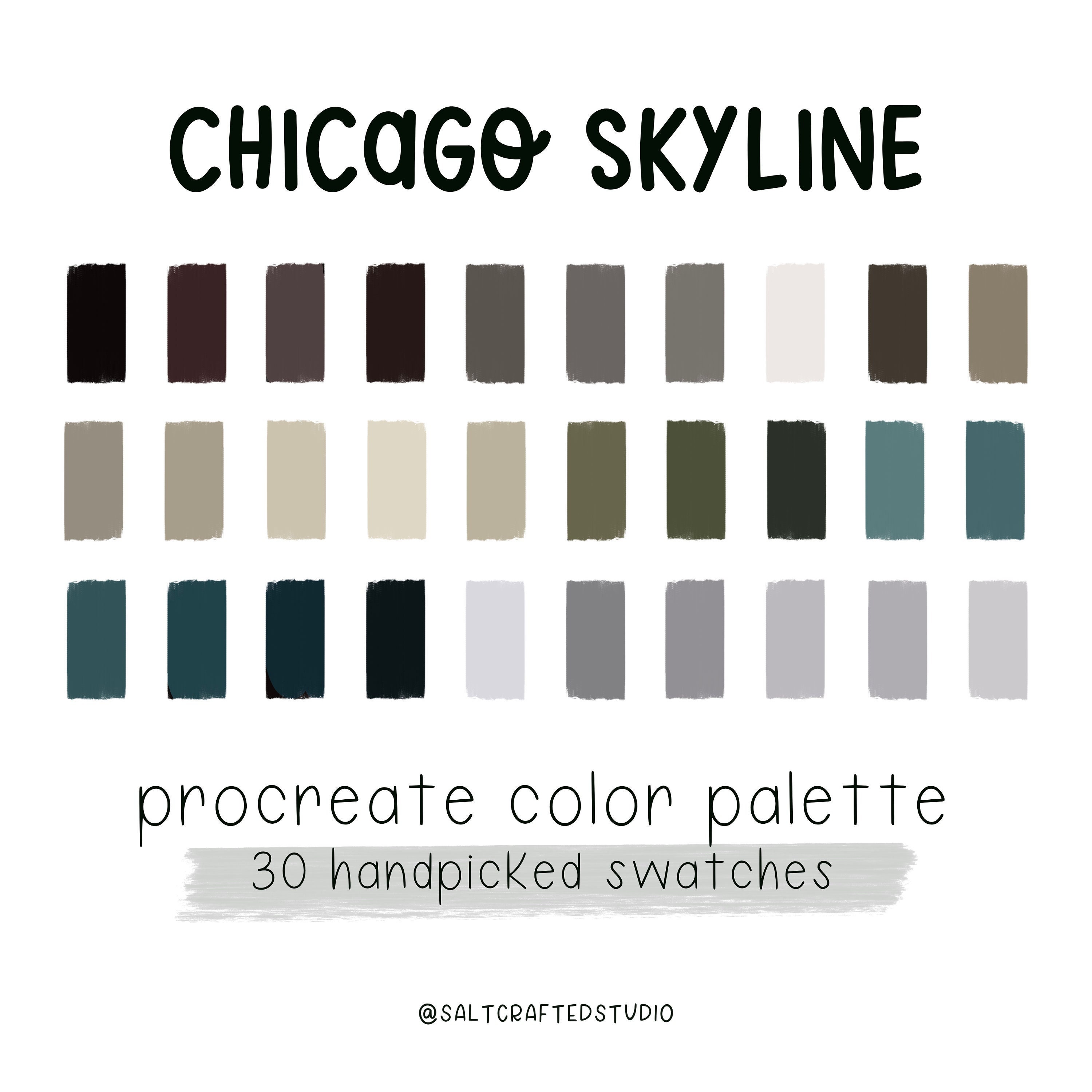 Chicago Skyline Procreate Color Palette, Color Swatches, Procreate