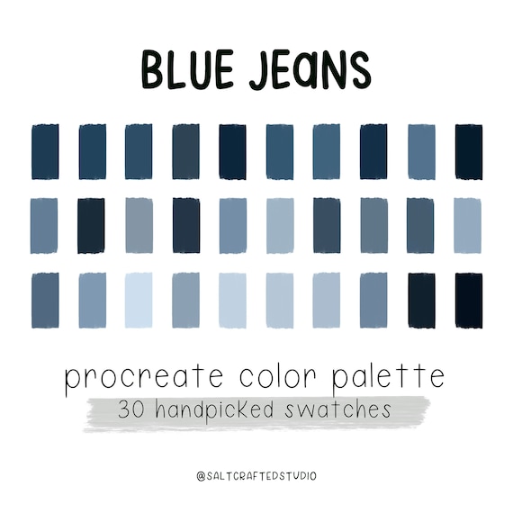 Blue Jeans Procreate Color Palette Color Swatches Procreate Etsy