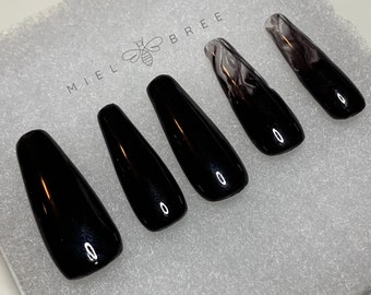 Black Coffin Nails Etsy Black Coffin Nails Etsy