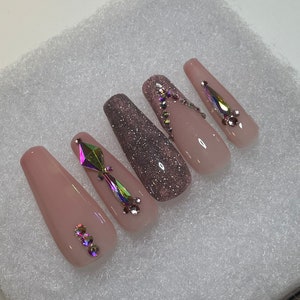 Baby Pink Bling Press on Nails | Coffin
