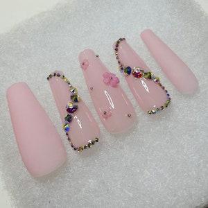 Pink Flower Press on Nails