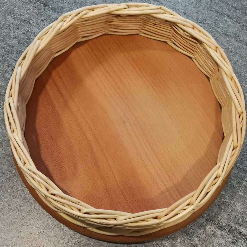 Large Round Dish Wicker Serving Tray Natural Willow Tray Etsy