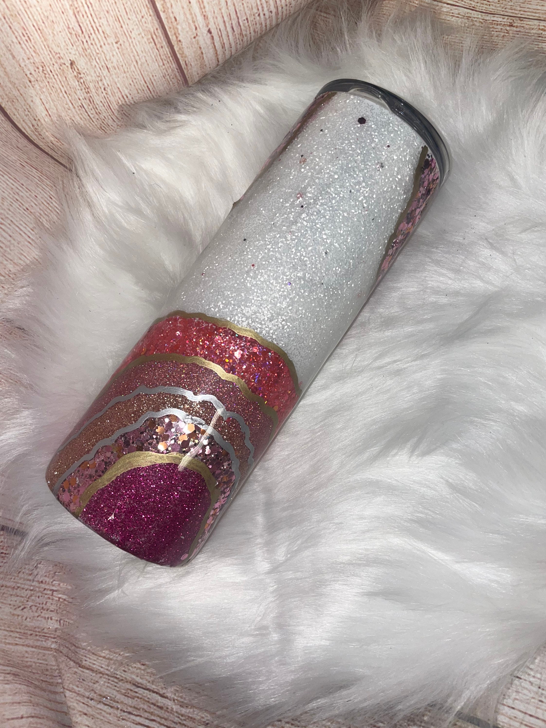 Geode Pink Geode Geode Tumbler Geode Glitter Tumbler Etsy