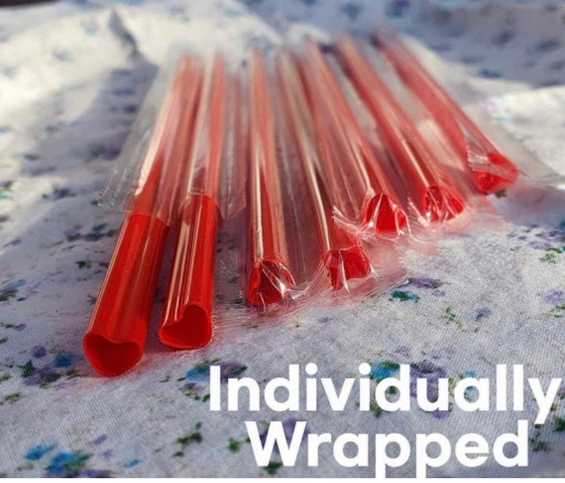 10 Reusable Red Plastic Heart Shaped Straws 8.26 length and Etsy