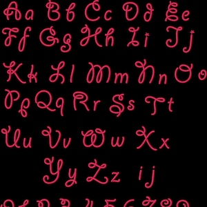 Satin Stitch Amber Embroidery Font for boys and girls, machine embroidery designs, assorted sizes, BX included.